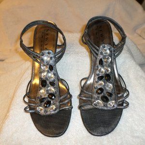 Black and jeweled  New York Transit sandals